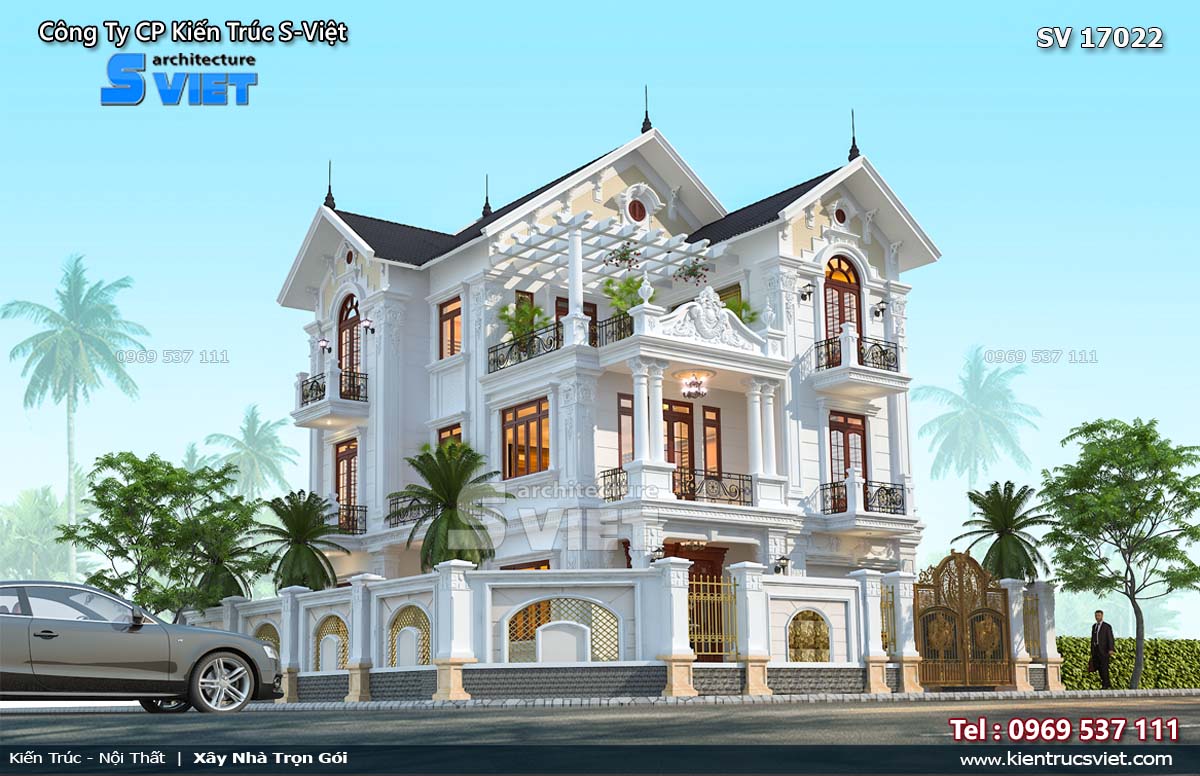 Mẫu nhà biệt thự 3 tầng mái Thái sang trọng | Thiết kế Vạn An