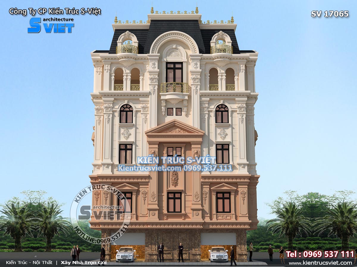 Mẫu thiết kế biệt thự cổ điển 6 tầng 9x20m đẹp bề thế ở Hà Nội