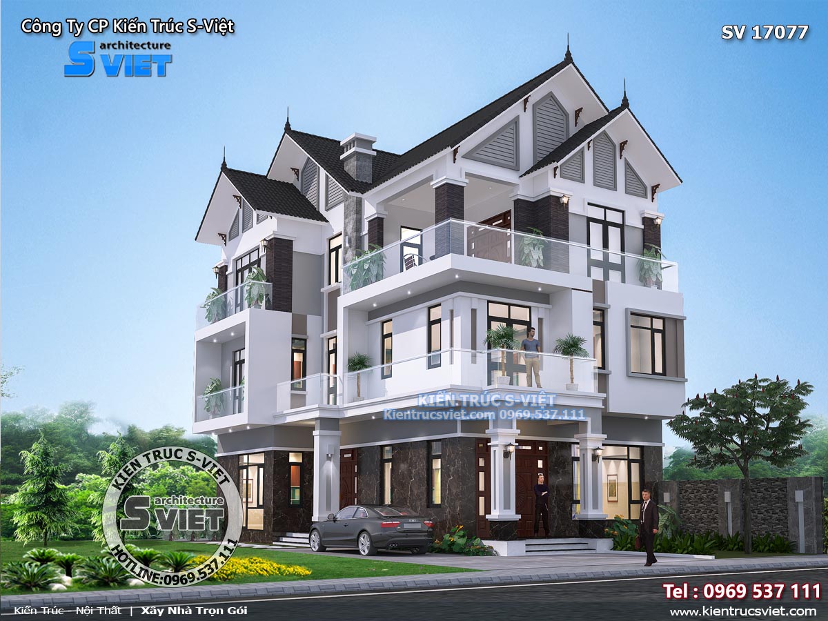 Biệt thự mái thái hiện đại 3 tầng đẹp tại Hà Nội - ACHI 32116