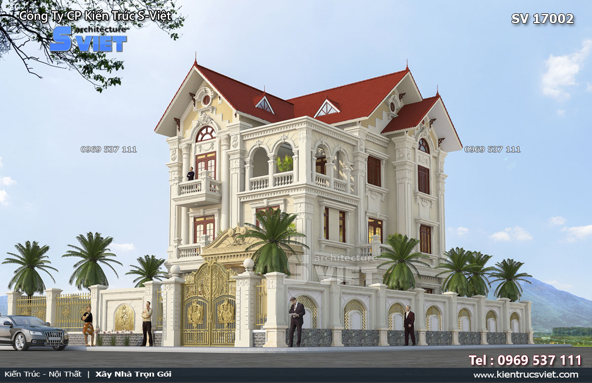 Mẫu nhà phố 2 mặt tiền tân cổ điển 3 tầng kiểu Pháp