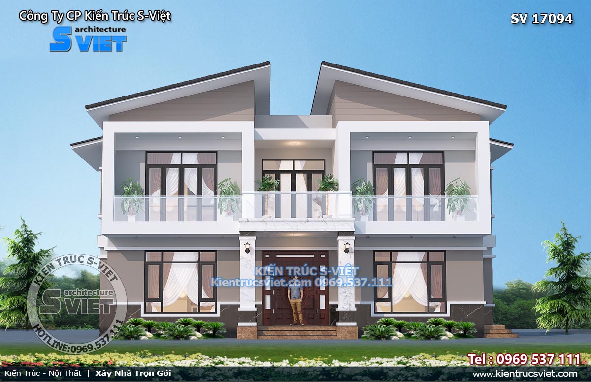 mặt bằng biệt thự 2 tầng hiện đại