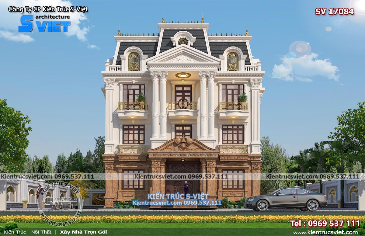 Mẫu nhà tân cổ điển 3 tầng 2 mặt tiền mang nét đẹp quý tộc