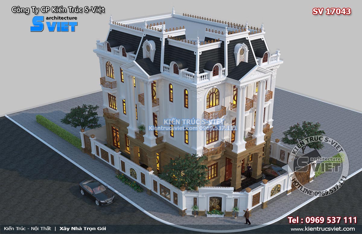 Mẫu thiết kế biệt thự biệt thự 3 tầng phong cách tân cổ điển tinh tế
