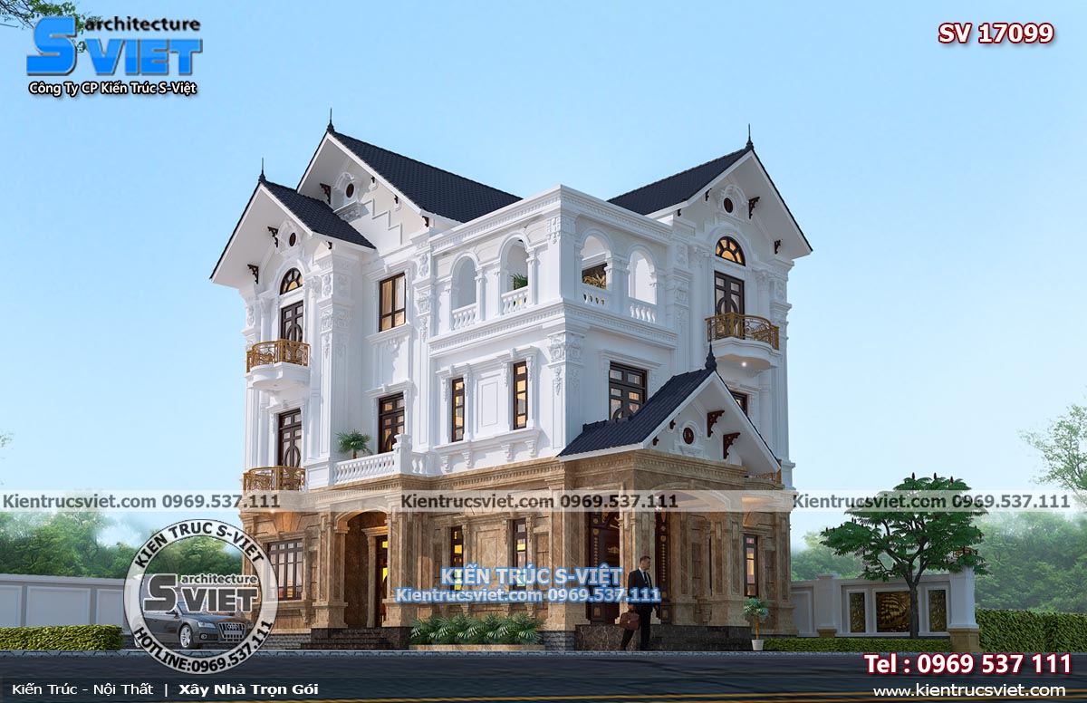 Mẫu thiết kế biệt thự tân cổ điển 3 tầng đẹp có hương nhà sinh tài lộc
