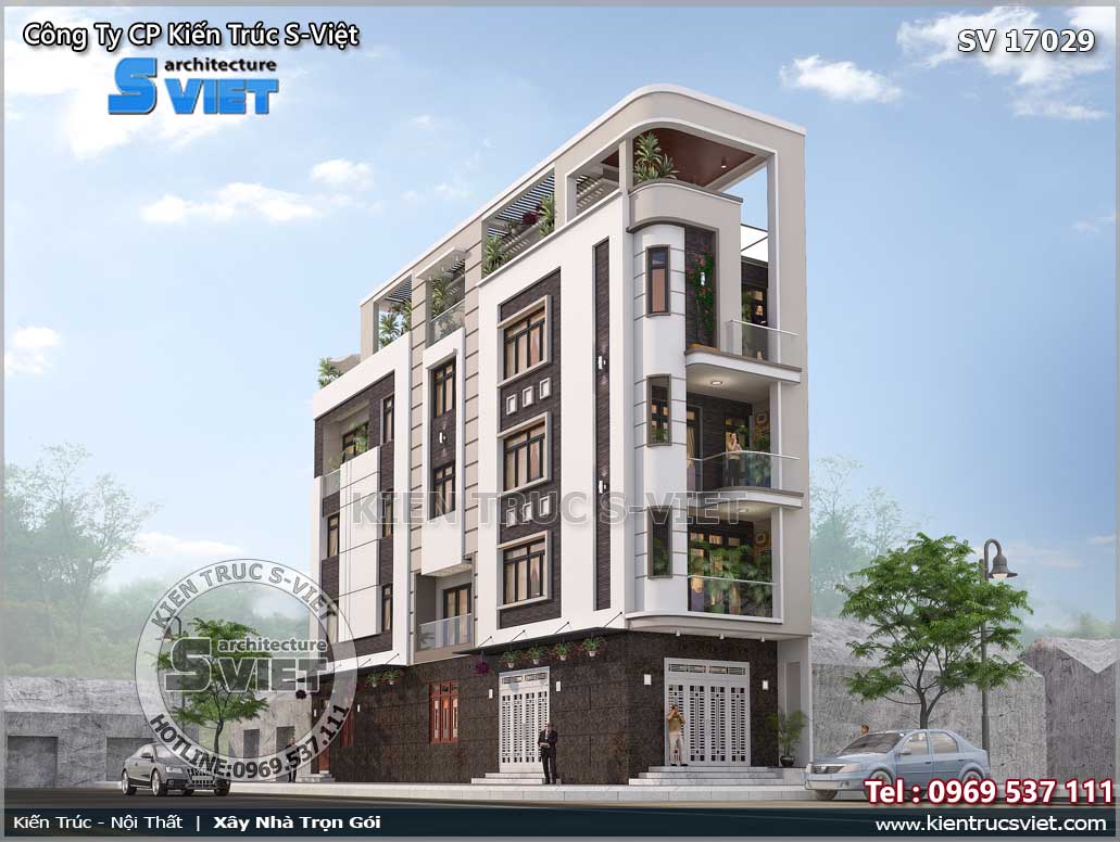 Mẫu biệt thự mini 2 mặt tiền 5 tầng hiện đại đẳng cấp
