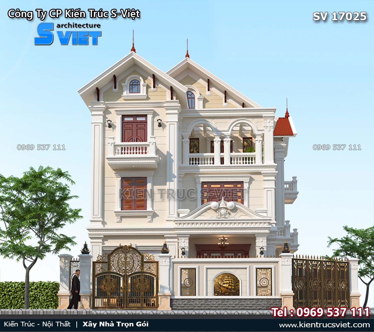Mẫu biệt thự tân cổ điển 3 tầng 2 mặt tiền sang trọng