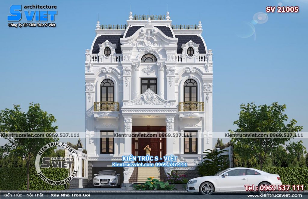 mẫu biệt thự lâu đài 2 tầng kiểu Pháp