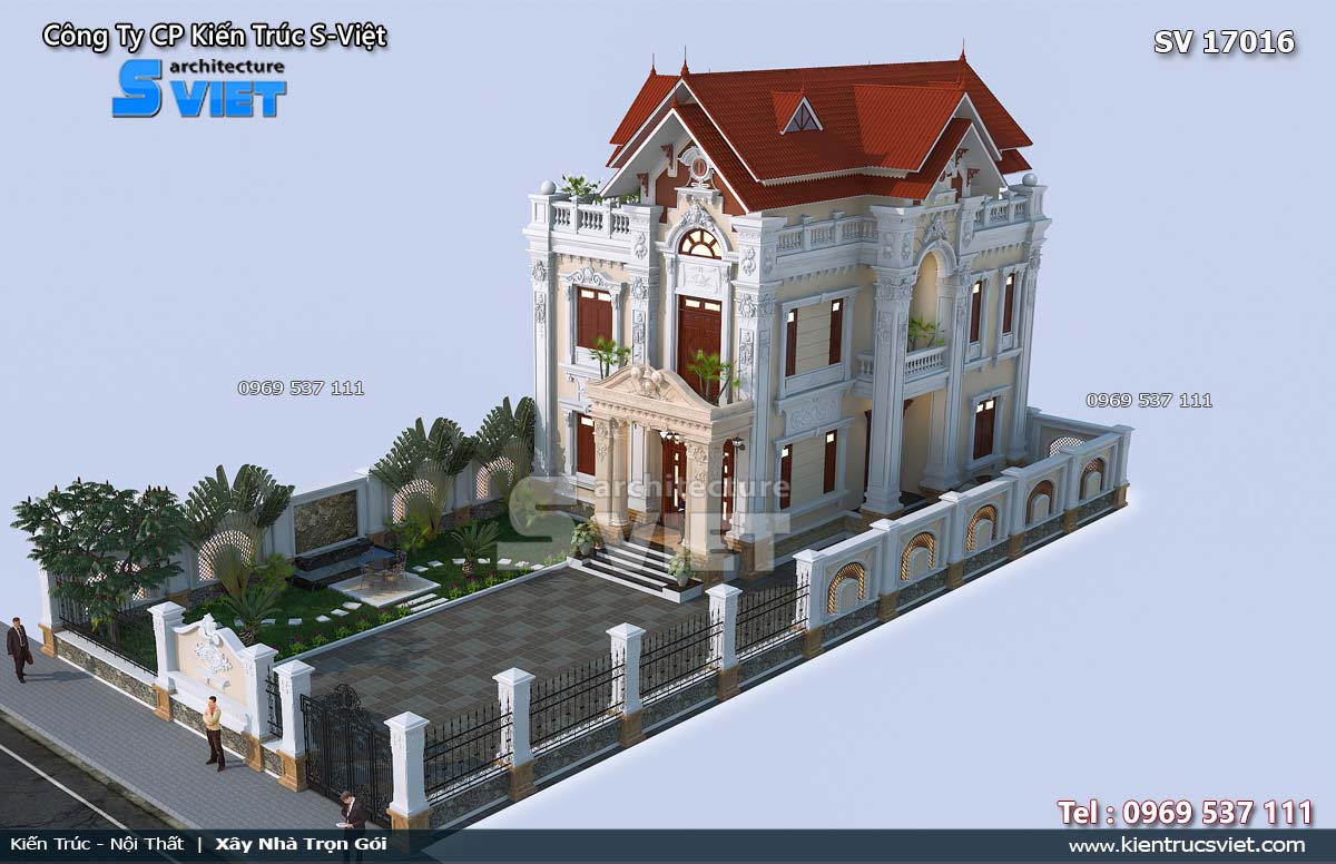 mẫu nhà biệt thự 2 tầng kiểu Pháp đẹp