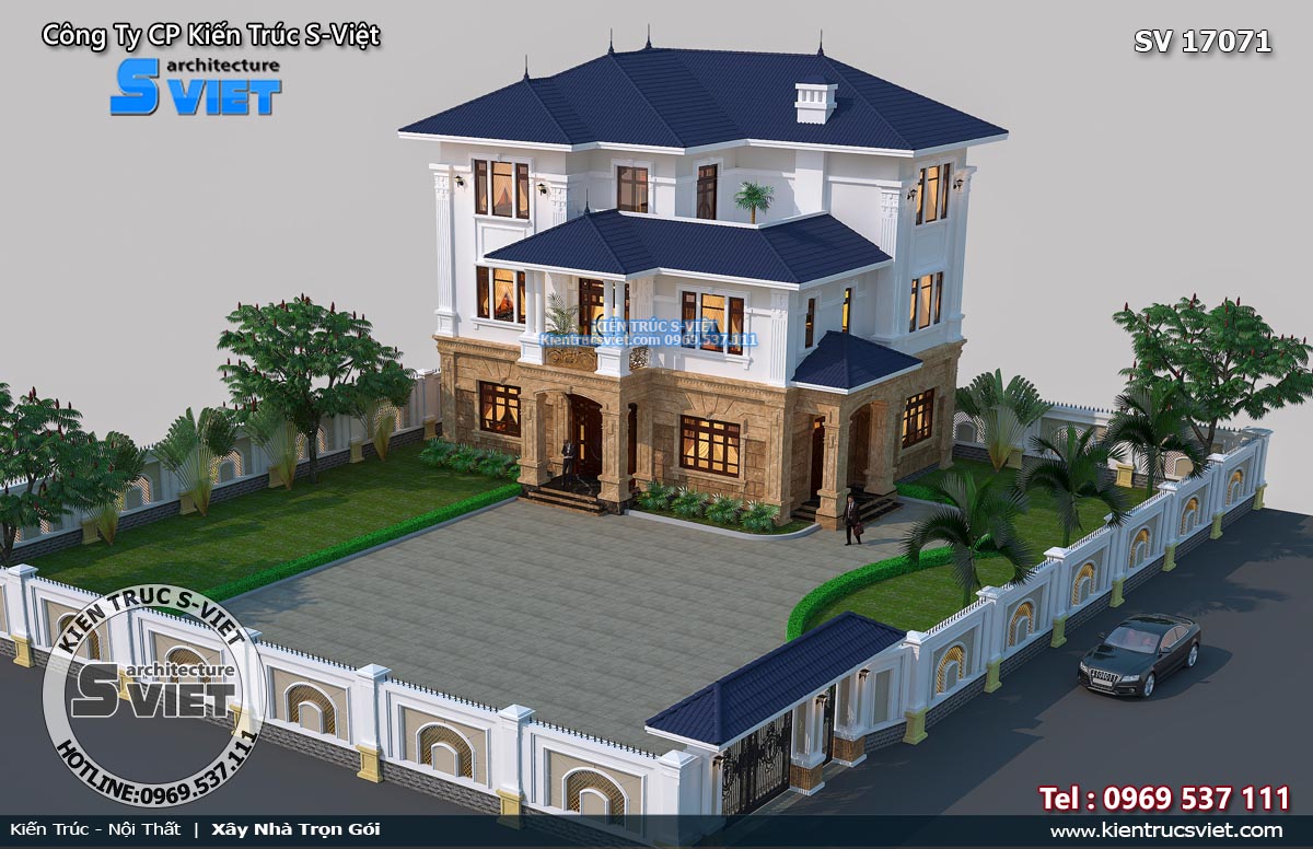 mẫu biệt thự 3 tầng mái nhật 