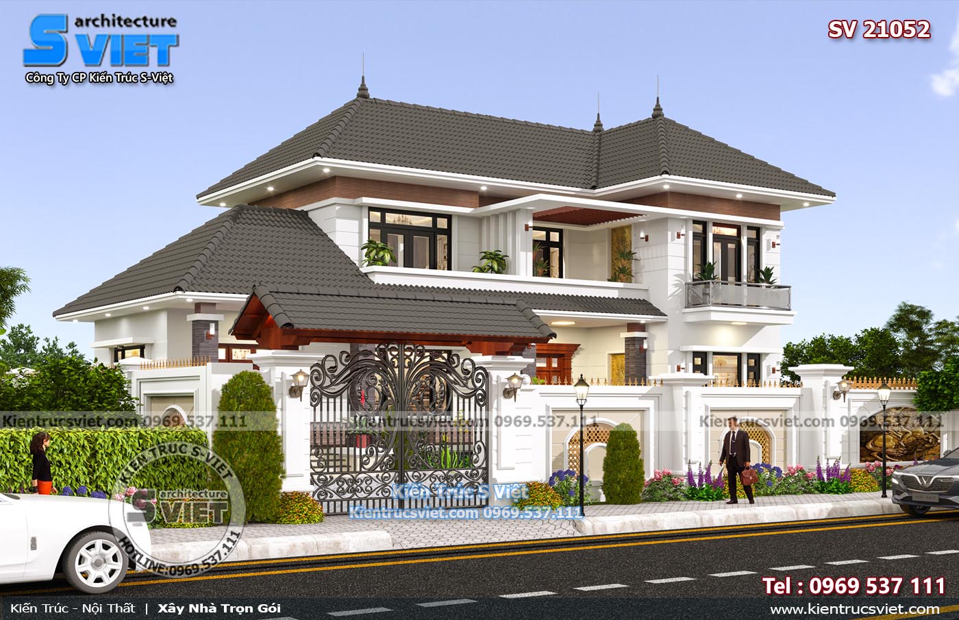 Mẫu thiết kế nhà biệt thự đẹp 2 tầng (CĐT: ông Quý - Quảng Trị) BT22704